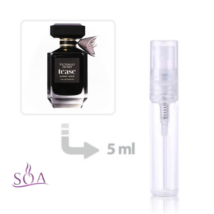 دکانت 5 میل عطر ویکتوریا سکرت تیس کندی نویر اورجینال با رایحه تمشک وحشی و دانه تونکا برای تست