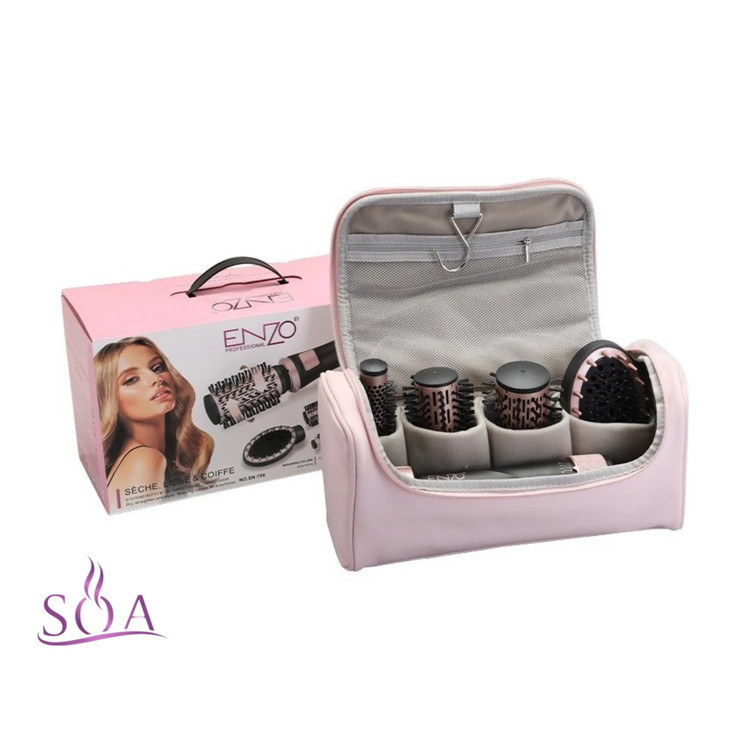 سشوار چرخشی چهار کاره انزو مدل ENZO Professional Salon 756 برس حرارتی چرخشی حالت دهنده مو