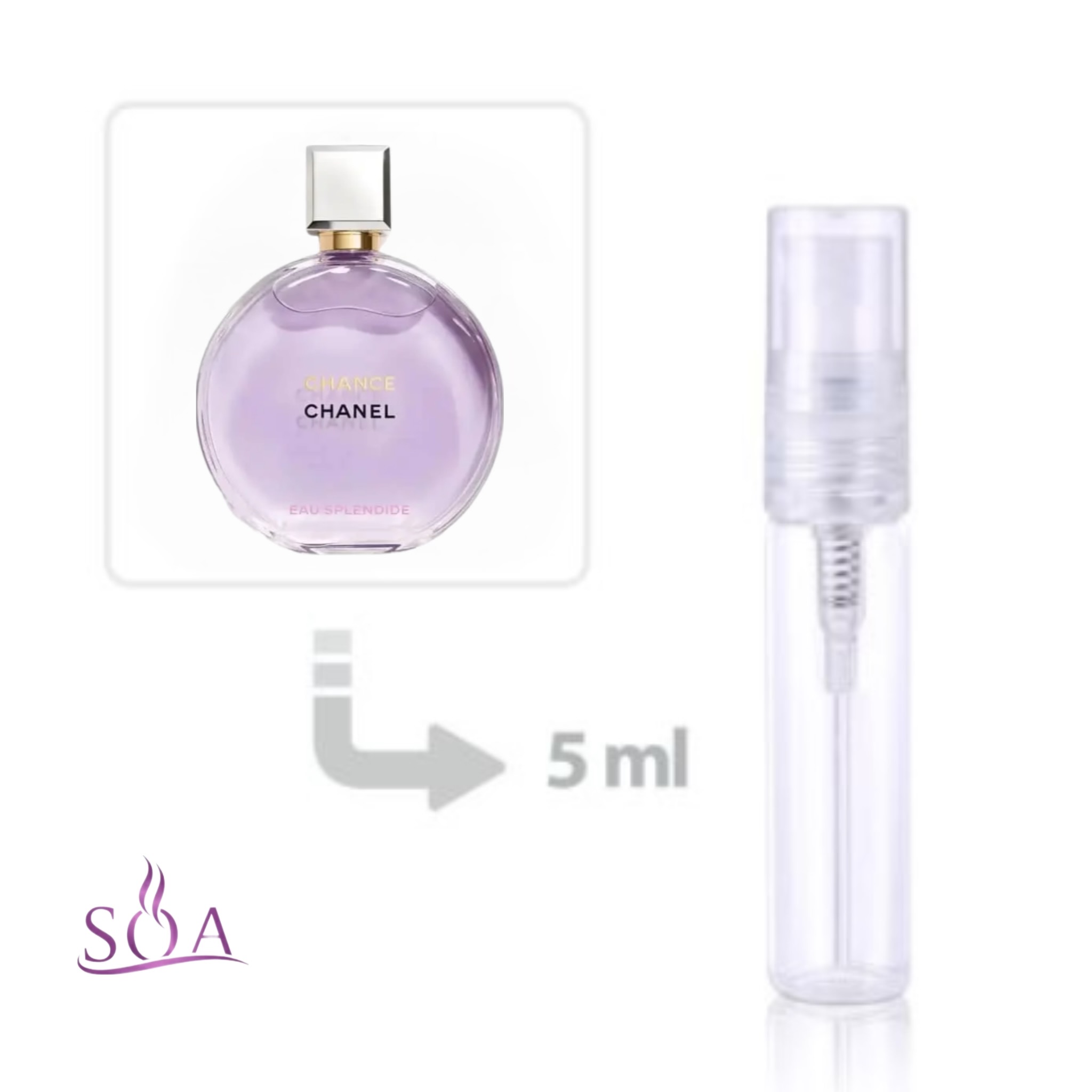 دکانت ۵ میل عطر شنل چنس او اسپلندید بنفش زنانه با رایحه گلی و لطیف