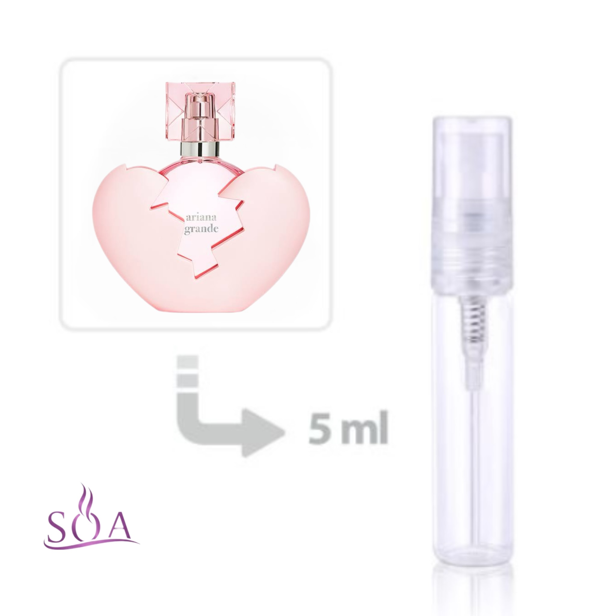دکانت 5 میل عطر زنانه آریانا گراند Thank U Next با رایحه شیرین نارگیل و تمشک