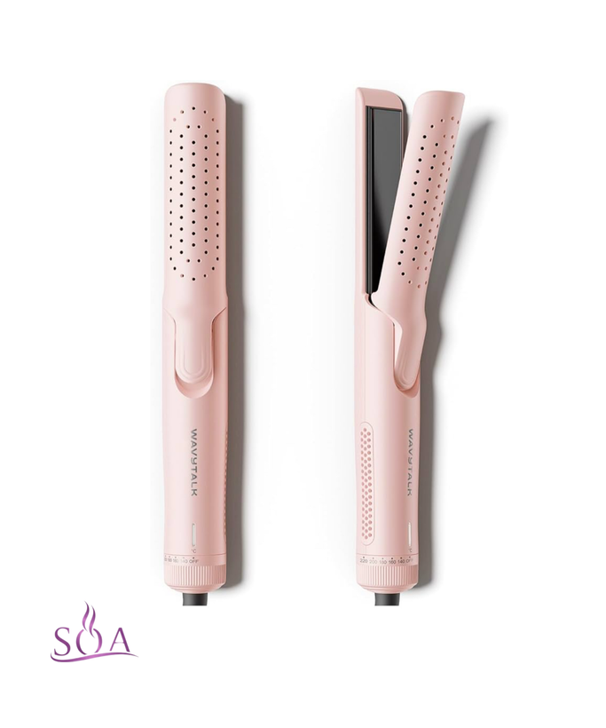 فرکننده و صافکننده مو Wavytalk Airflow Styler سایز 1.25 اینچ رنگ صورتی با سیستم هوای خنک برای ماندگاری فر و کاهش آسیب
