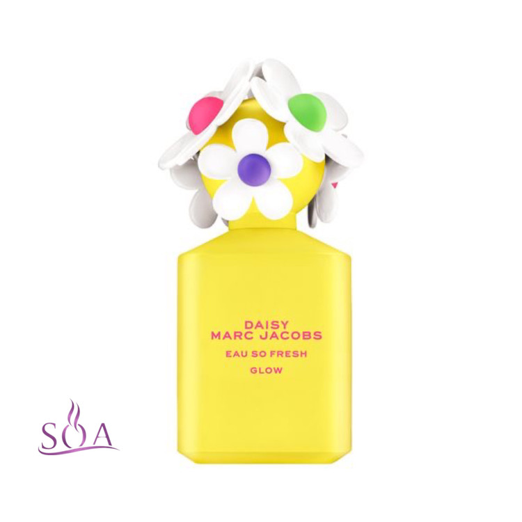 عطر Marc Jacobs Daisy Eau So Fresh Glow 75ml زنانه با بطری صورتی لطیف و درب گلدار نمادین
