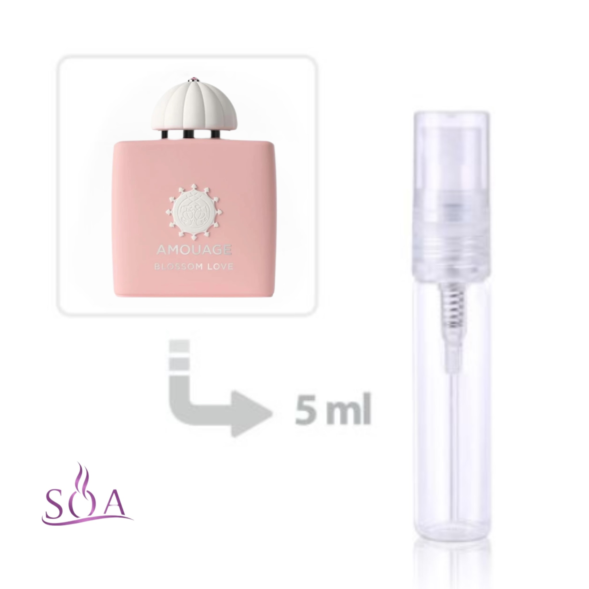 دکانت عطر Amouage Blossom Love امواج بلوسوم لاو نمونه اورجینال با رایحه گل و بادام