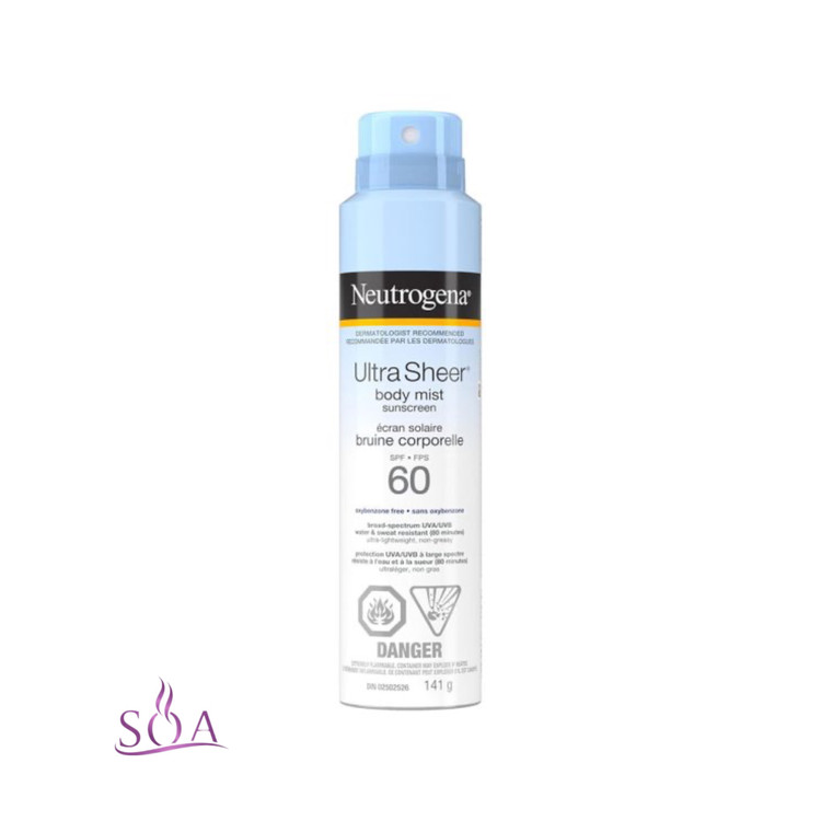 خريد اسپری ضد آفتاب نوتروژینا Ultra Sheer SPF 60 – جذب سریع و مقاوم در برابر آب