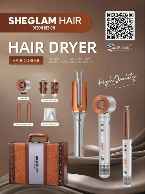 سشوار چندکاره شیگلم هیر مدل Dyson Design به همراه کرلی