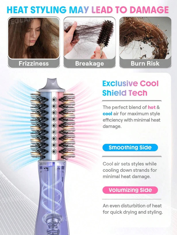 سشوار برس دار(باد سرد و گرم ) حرفهای شیگلم مدل Cool Shield Blowout Brush Pro