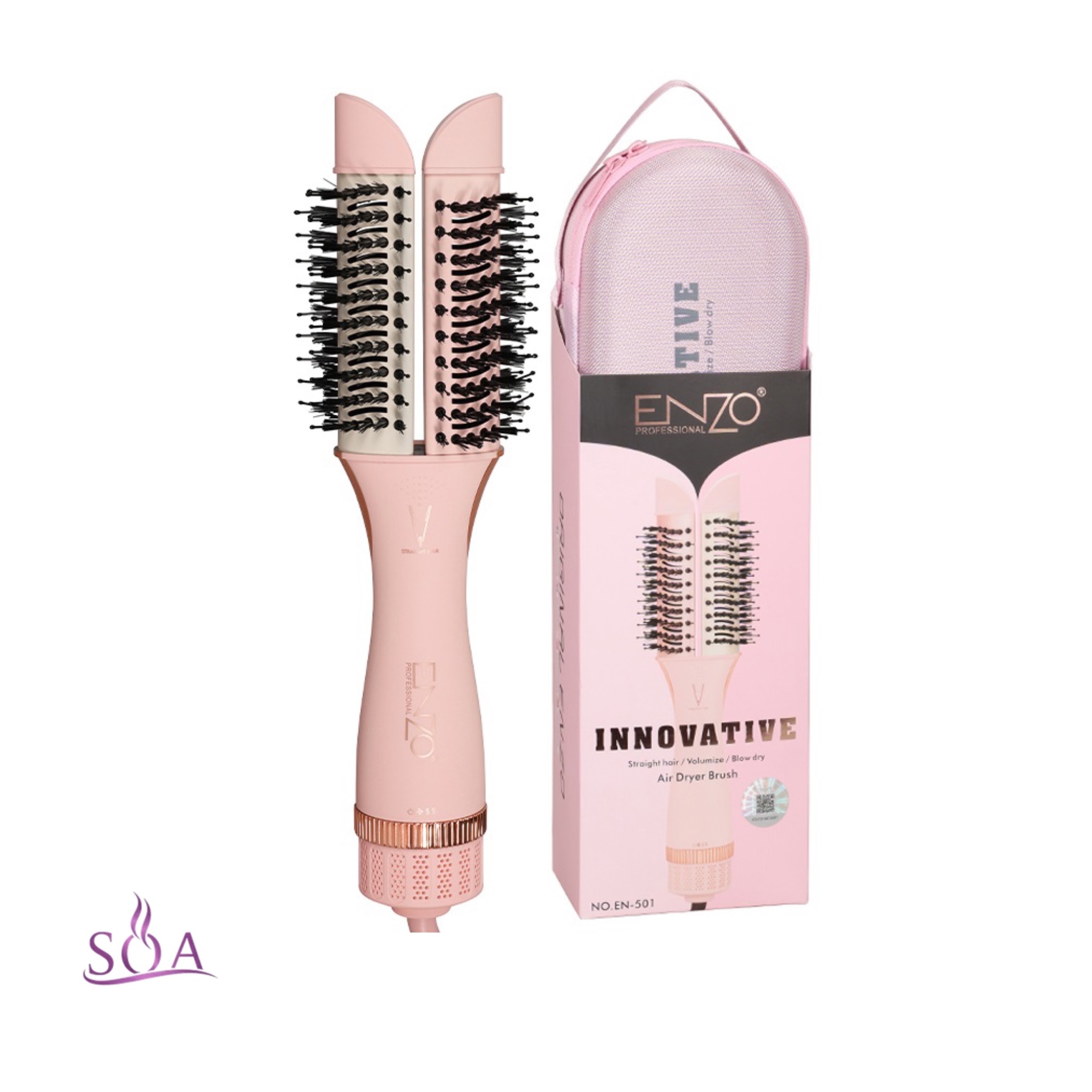 سشوار برس‌دار و حالت‌دهنده 3 کاره انزو مدل EN-501 | ENZO Professional 3 in 1 Ionic Hair Dryer Brush